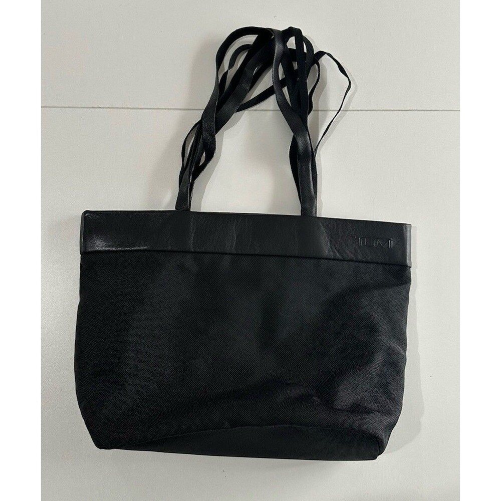 Tumi Tote Shoulder Bag Ballistic Nylon Leather Travel Carry On Black 4362D3 Flaw